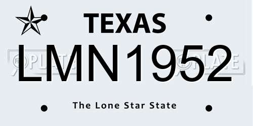 LMN1952 Texas License Plate