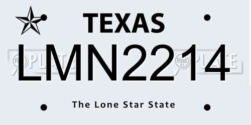 LMN2214 Texas License Plate