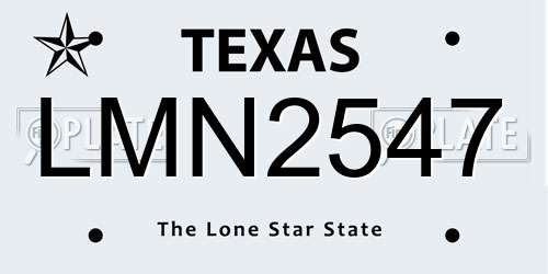 LMN2547 Texas License Plate