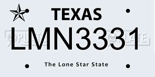 LMN3331 Texas License Plate