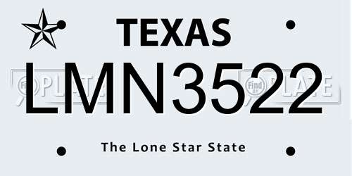 LMN3522 Texas License Plate