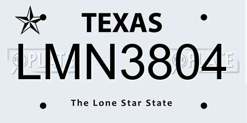 LMN3804 Texas License Plate