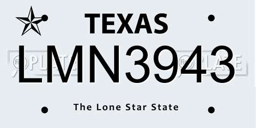 LMN3943 Texas License Plate
