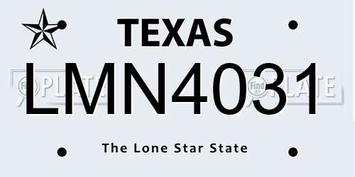 LMN4031 Texas License Plate