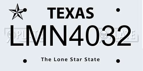 LMN4032 Texas License Plate