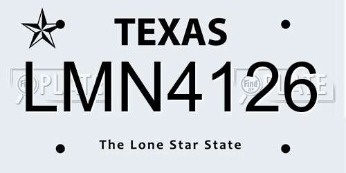 LMN4126 Texas License Plate