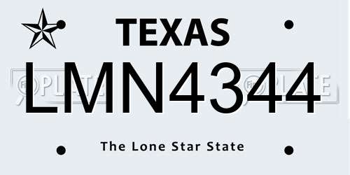 LMN4344 Texas License Plate