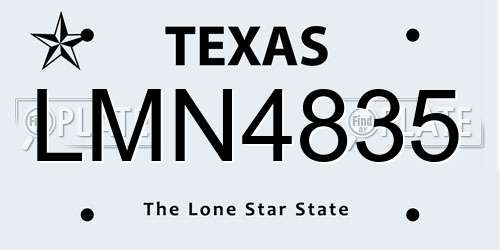 LMN4835 Texas License Plate