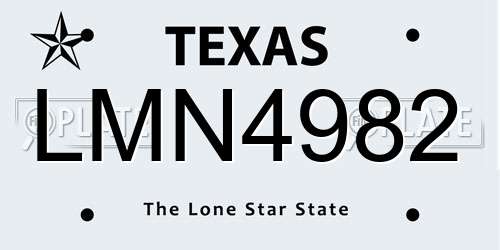 LMN4982 Texas License Plate
