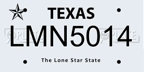 LMN5014 Texas License Plate