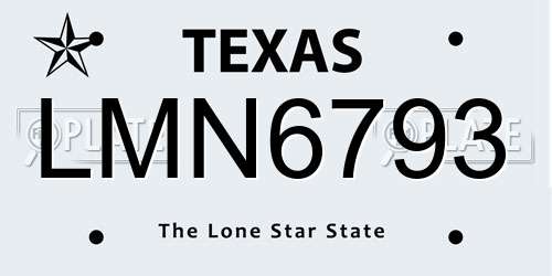 LMN6793 Texas License Plate