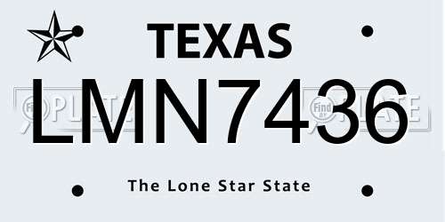 LMN7436 Texas License Plate