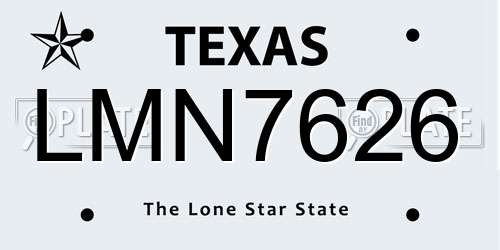 LMN7626 Texas License Plate