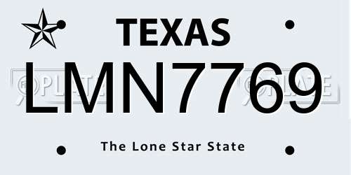 LMN7769 Texas License Plate