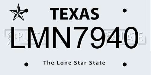 LMN7940 Texas License Plate