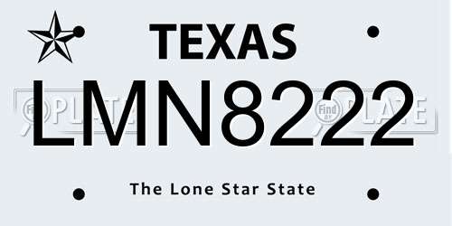 LMN8222 Texas License Plate
