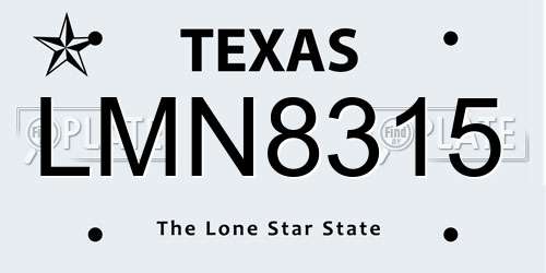 LMN8315 Texas License Plate