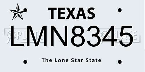 LMN8345 Texas License Plate