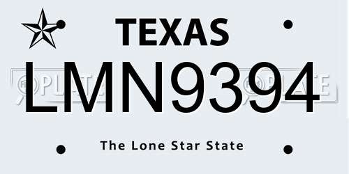 LMN9394 Texas License Plate