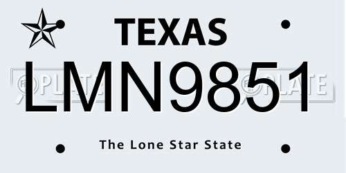 LMN9851 Texas License Plate