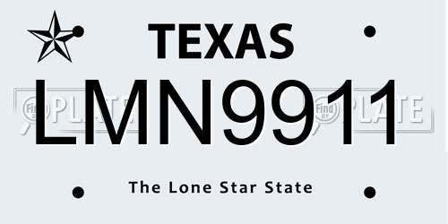 LMN9911 Texas License Plate