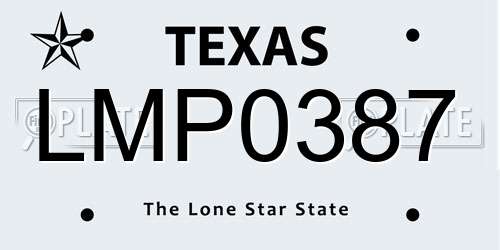 LMP0387 Texas License Plate