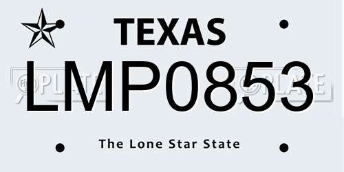 LMP0853 Texas License Plate