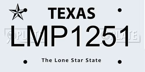 LMP1251 Texas License Plate