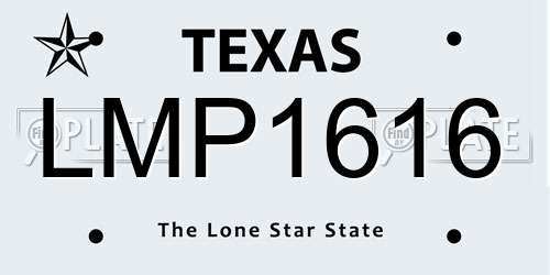 LMP1616 Texas License Plate
