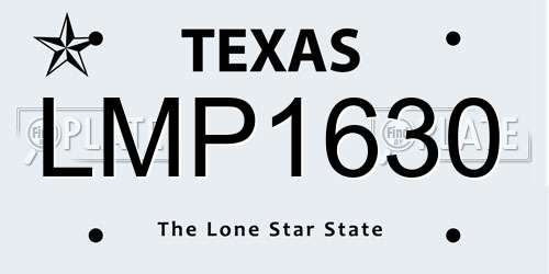 LMP1630 Texas License Plate
