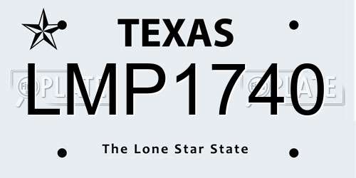 LMP1740 Texas License Plate