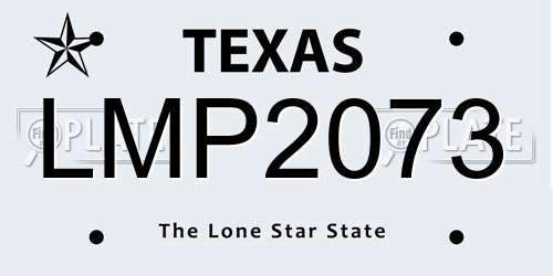 LMP2073 Texas License Plate