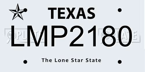 LMP2180 Texas License Plate