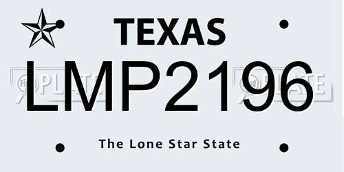LMP2196 Texas License Plate