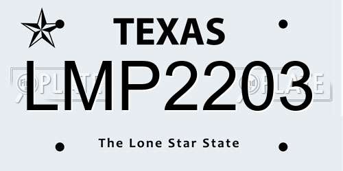 LMP2203 Texas License Plate