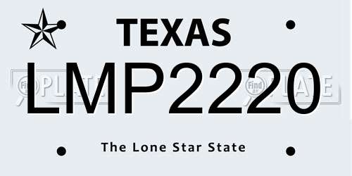 LMP2220 Texas License Plate