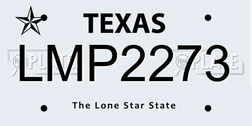 LMP2273 Texas License Plate