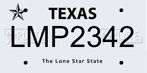 LMP2342 Texas License Plate