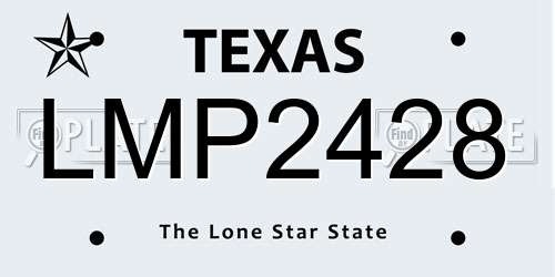 LMP2428 Texas License Plate