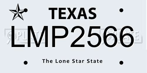 LMP2566 Texas License Plate