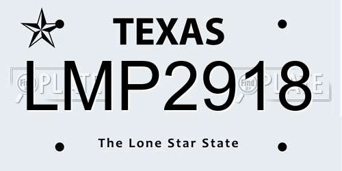 LMP2918 Texas License Plate