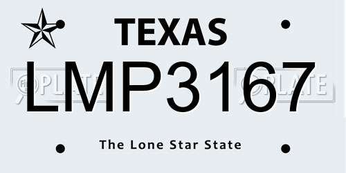 LMP3167 Texas License Plate