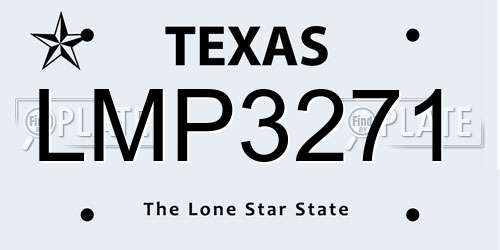 LMP3271 Texas License Plate