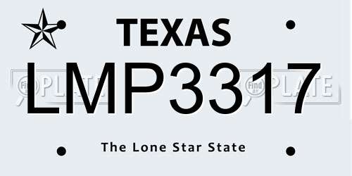LMP3317 Texas License Plate
