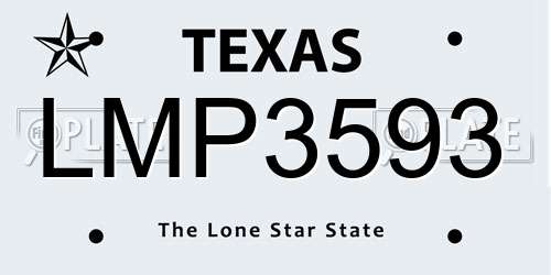 LMP3593 Texas License Plate