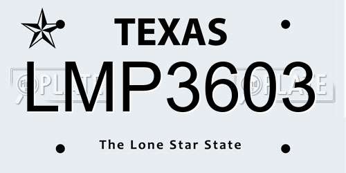 LMP3603 Texas License Plate