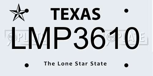 LMP3610 Texas License Plate