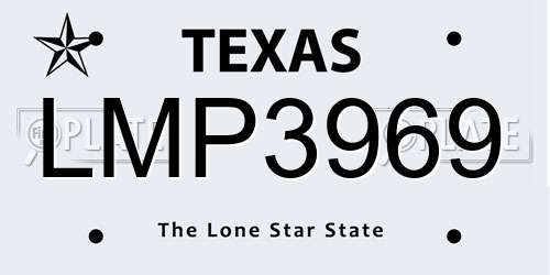 LMP3969 Texas License Plate