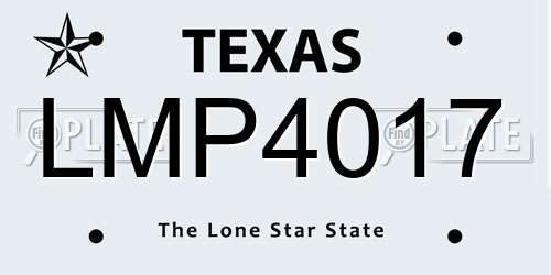 LMP4017 Texas License Plate