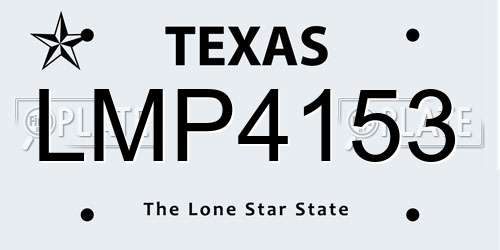 LMP4153 Texas License Plate